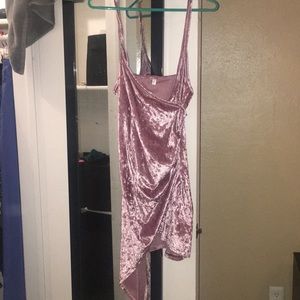 Velvet asymmetrical dress.